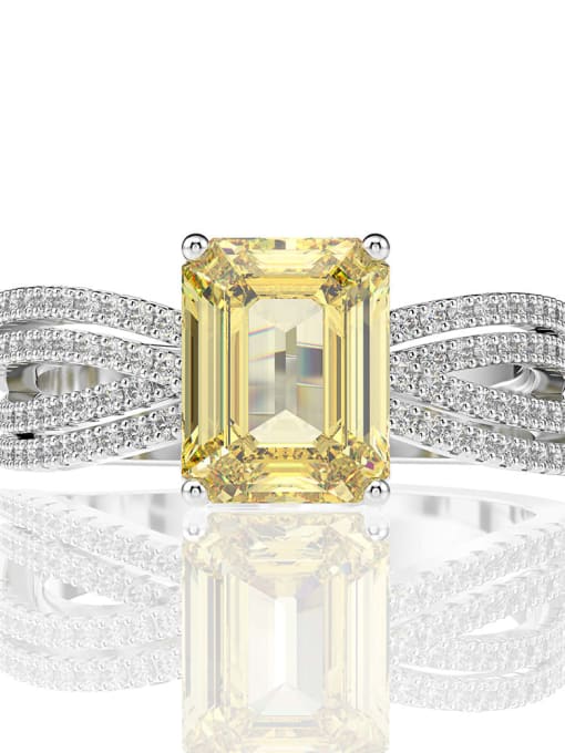 Yellow [R 0885] 925 Sterling Silver High Carbon Diamond Yellow Geometric Luxury Ring